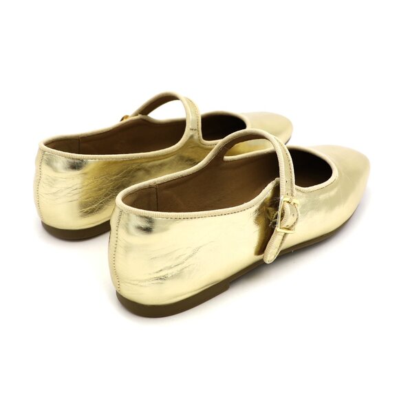 Gold Cushioned Insole Classic Mary Jane Ballet Flat Adjustable Ankle Strap - Picture 6 of 11